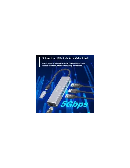 Hub: Ewent EW1159 USB 3.2 Gen 1 con RJ-45