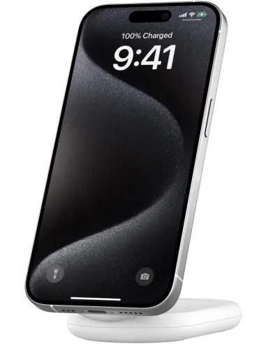 Belkin WIB007VFWH BoostCharge Cargador Inalámbrico y Magnético Plegable con Qi2 de 15 W Blanco
