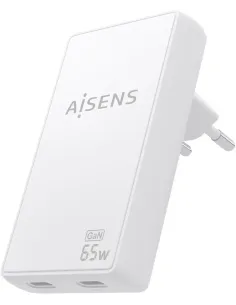 AISENS ASCH-65W2P077-W Cargador de pared GaN 65 W 2x USB-C Blanco-ADAP64625