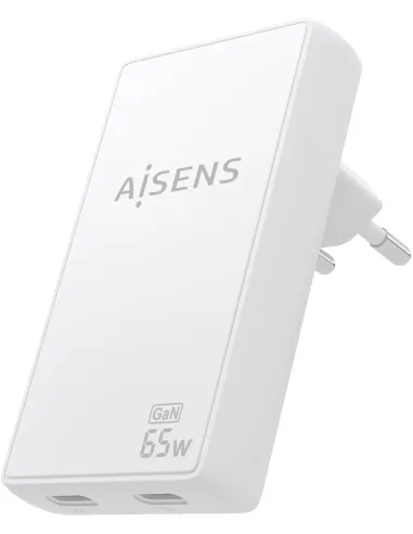 AISENS ASCH-65W2P077-W Cargador de pared GaN 65 W 2x USB-C Blanco
