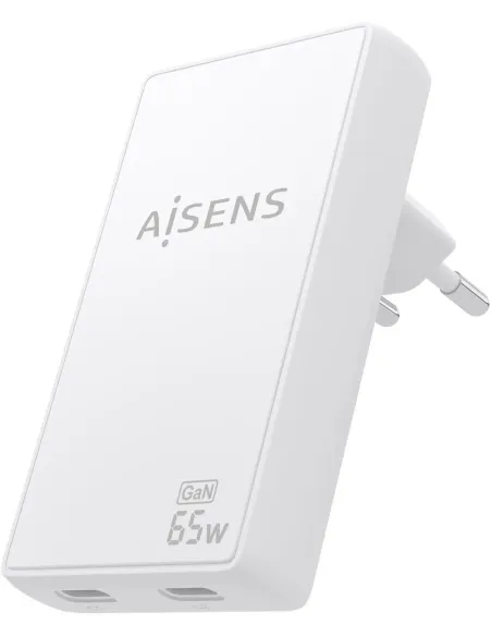AISENS ASCH-65W2P077-W Cargador de pared GaN 65 W 2x USB-C Blanco