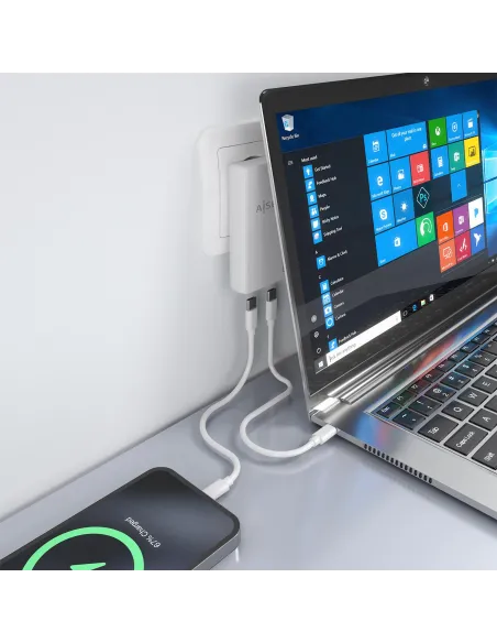 Cargador pared AISENS ASCH-65W2P077-W USB-C PD