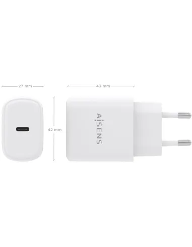 Cargador GaN AISENS A110-0975 30 W USB-C PD 3.0