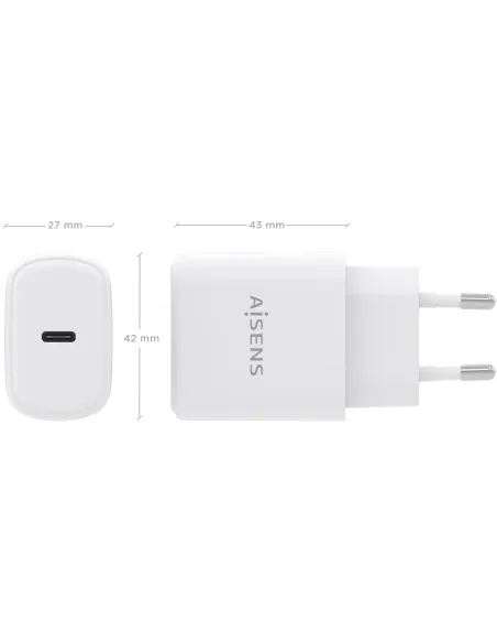 Cargador GaN AISENS A110-0975 30 W USB-C PD 3.0