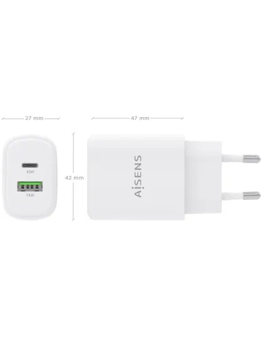 Cargador GaN AISENS A110-0977 30 W con USB-C PD