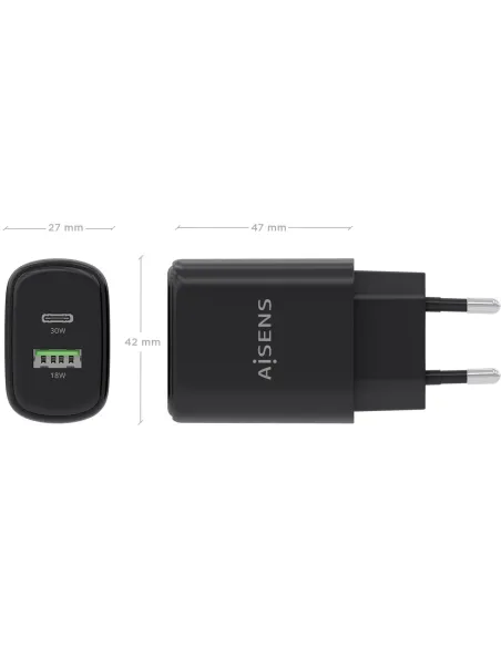 Cargador GaN AISENS A110-0978 30 W con USB-C