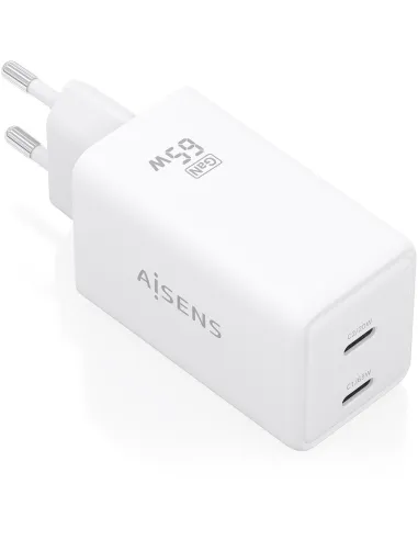 AISENS ASCH-65W2P07-W Cargador GaN 65 W 2x USB-C Blanco