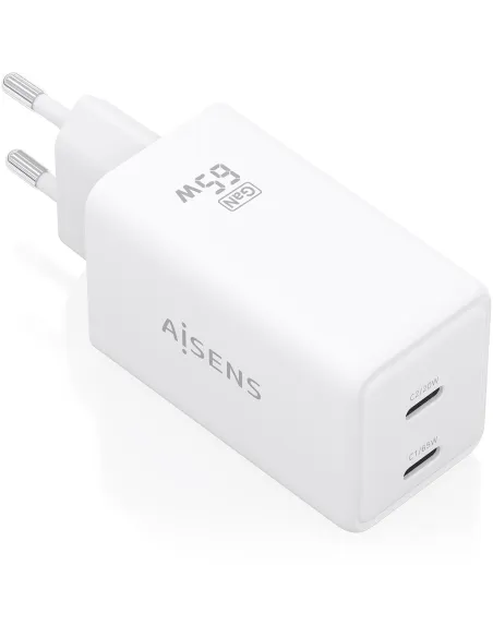 AISENS ASCH-65W2P07-W Cargador GaN 65 W 2x USB-C Blanco