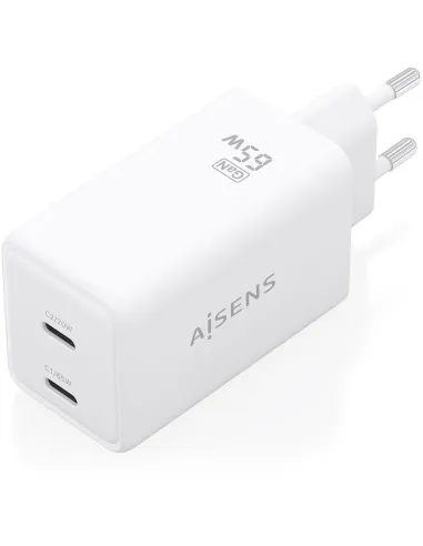 AISENS ASCH-65W2P07-W Cargador GaN 65 W 2x USB-C Blanco