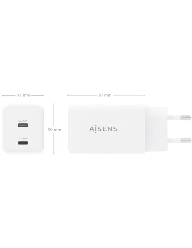 Cargador GaN AISENS ASCH-65W2P078-W 65 W USB-C