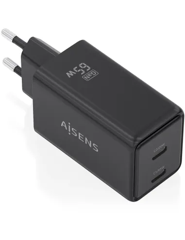 Cargador GaN AISENS ASCH-65W2P079-BK 65 W USB-C