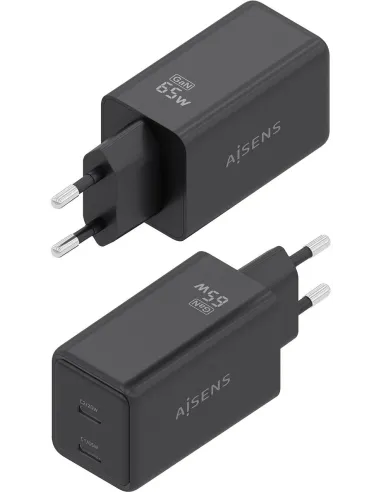 Cargador GaN AISENS ASCH-65W2P079-BK 65 W USB-C
