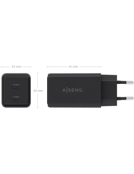 Cargador GaN AISENS ASCH-65W2P079-BK 65 W USB-C