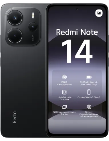 XIAOMI Redmi Note 14 4G 6GB/128GB Negro y Protección Panzer Glass