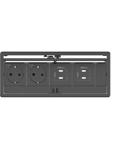 Kramer Electronics TIN4REC2B Caja de Conectividad de Mesa con Tapa para 4 módulosNegro