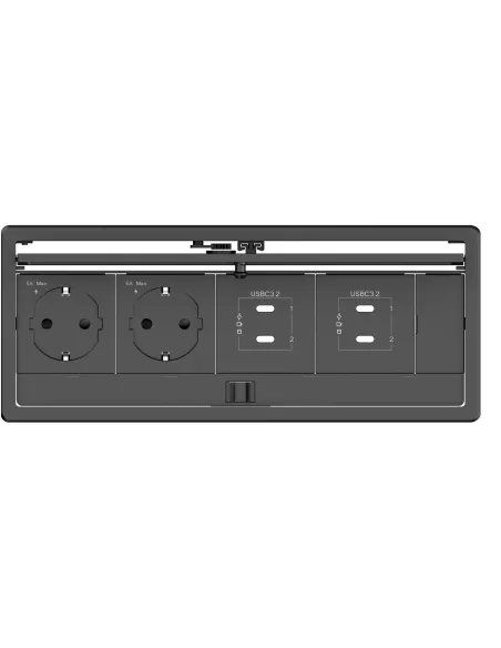 Kramer Electronics TIN4REC2B Caja de Conectividad de Mesa con Tapa para 4 módulosNegro