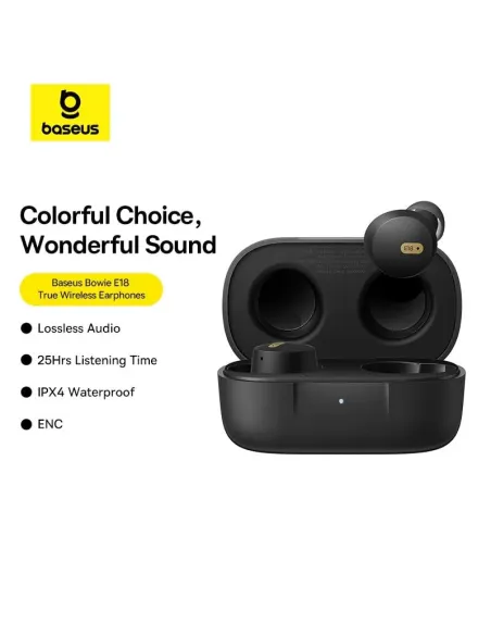 Auriculares Baseus Bowie E18 Negros True Wireless IPX4
