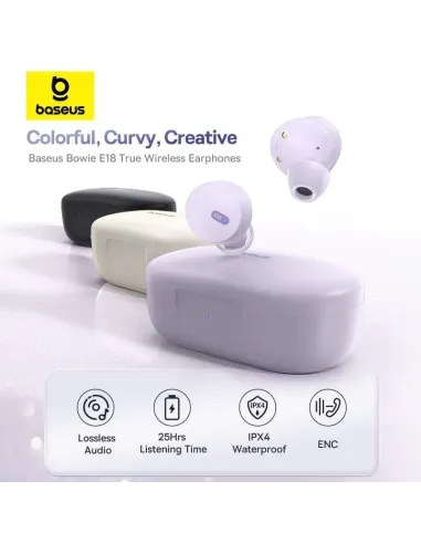 Auriculares TWS Baseus Bowie E18 Blancos IPX4 con USB-C