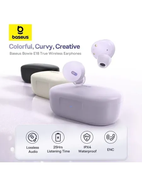 Auriculares TWS Baseus Bowie E18 Blancos IPX4 con USB-C