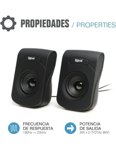 Altavoces 2.0 iggual IGG320716 6W USB y jack 3,5 mm