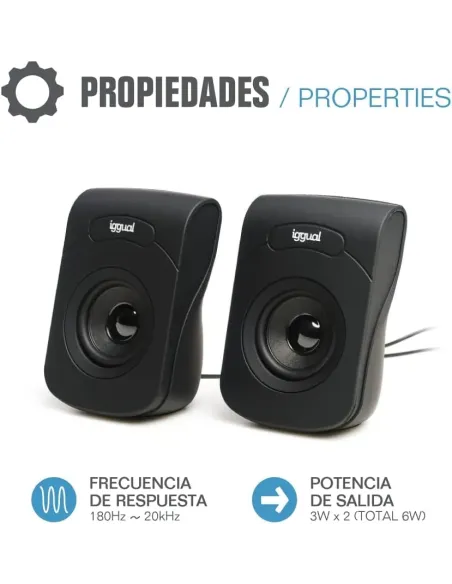 Altavoces 2.0 iggual IGG320716 6W USB y jack 3,5 mm