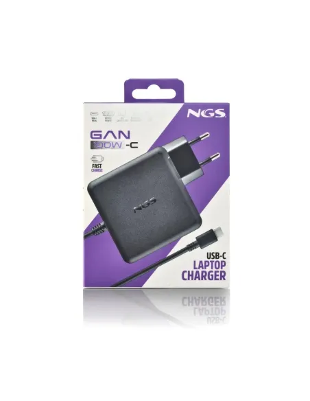Cargador GaN NGS BUD 100W Negro para portátil y móvil