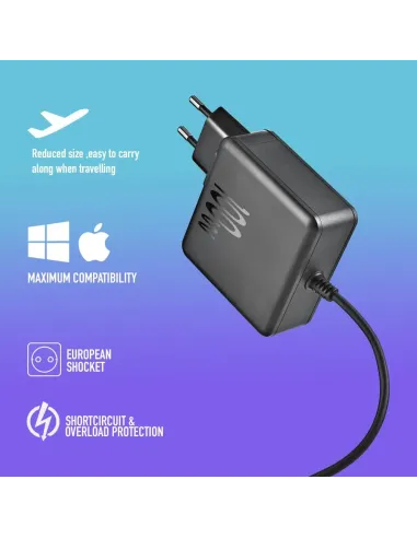 Cargador GaN NGS BUD 100W Negro para portátil y móvil