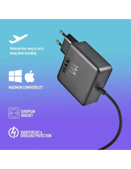 Cargador GaN NGS BUD 100W Negro para portátil y móvil