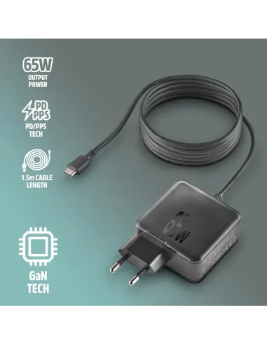 Cargador de Pared USB-C NGS GAN 65W-C con PPS