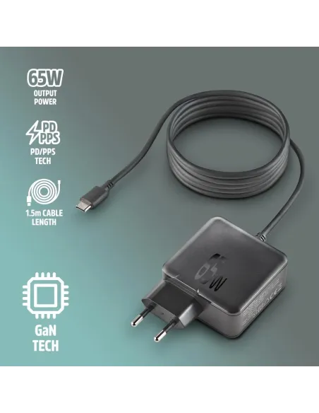 Cargador de Pared USB-C NGS GAN 65W-C con PPS