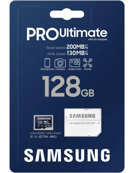 Samsung PRO Ultimate 128GB MicroSDXC UHS-I U3 A2 V30 + Adaptador SD