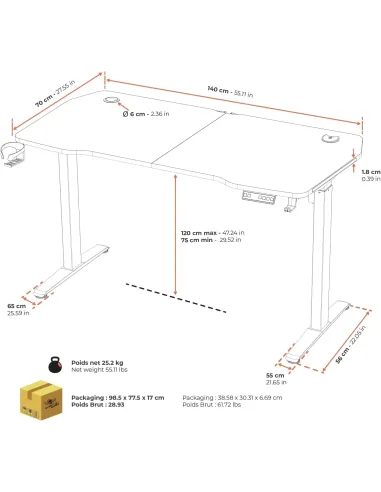 Mesa gaming Spirit of Gamer Headquarter 900 elevable
