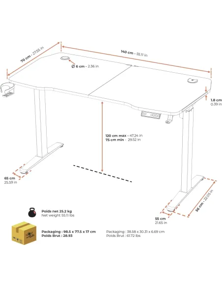 Mesa gaming Spirit of Gamer Headquarter 900 elevable