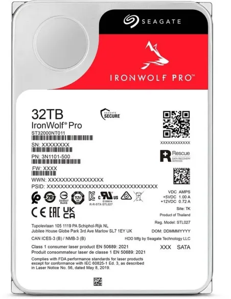 Disco Duro HDD Seagate IronWolf Pro 32TB para NAS 24/7 SATA