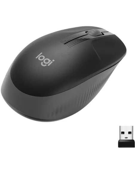 Logitech M190 Gris Claro Ratón Inalámbrico Curvo Ambidiestro