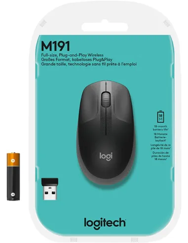 Ratón inalámbrico Logitech M190 Gris Claro con USB-A
