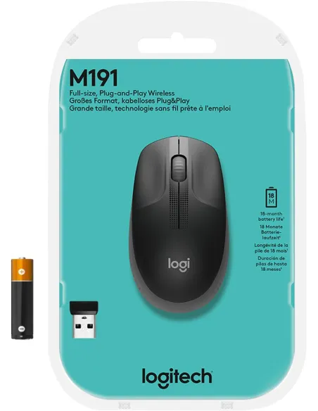 Ratón inalámbrico Logitech M190 Gris Claro con USB-A