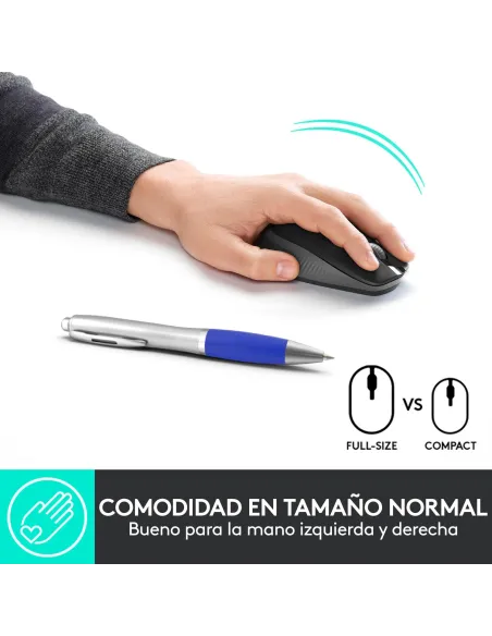 Ratón inalámbrico Logitech M190 Gris Claro con USB-A