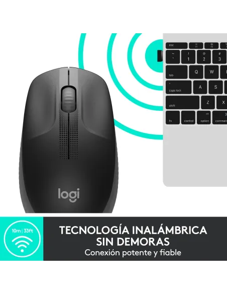 Ratón inalámbrico Logitech M190 Gris Claro con USB-A