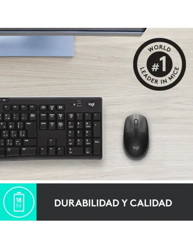 Ratón inalámbrico Logitech M190 Gris Claro con USB-A