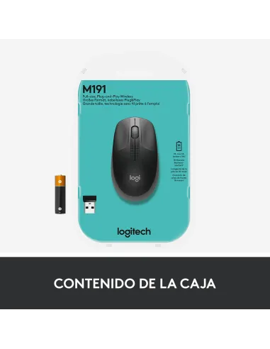 Ratón inalámbrico Logitech M190 Gris Claro con USB-A