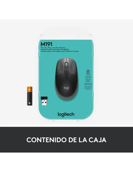 Ratón inalámbrico Logitech M190 Gris Claro con USB-A