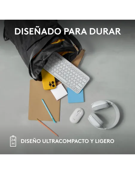 Logitech Pebble Mouse 2 M350s Blanco compacto y silencioso