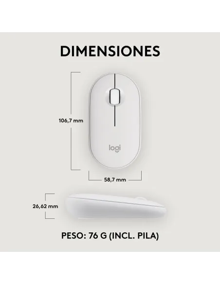 Logitech Pebble Mouse 2 M350s Blanco compacto y silencioso