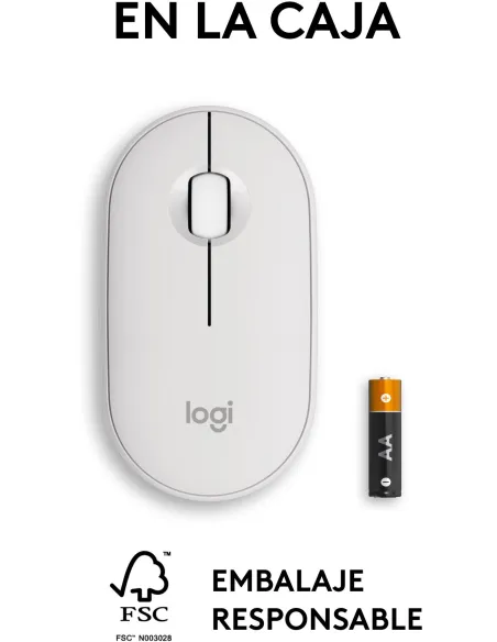 Logitech Pebble Mouse 2 M350s Blanco compacto y silencioso