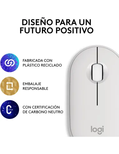 Logitech Pebble Mouse 2 M350s Blanco compacto y silencioso