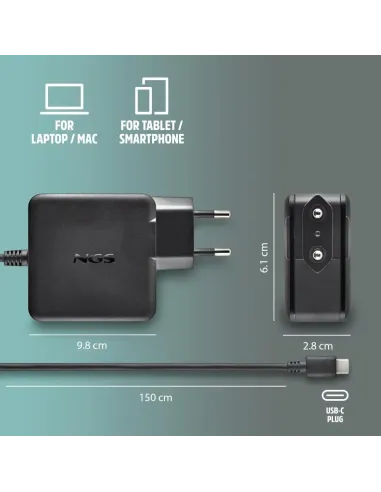 Cargador de Pared USB-C NGS GAN 65W-C con PPS