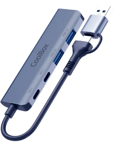 Coolbox COO-HUB-C-CCAA Hub USB-C/USB-A a 2x USB-A/2x USB-C Gris
