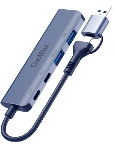Coolbox COO-HUB-C-CCAA Hub USB-C/USB-A a 2x USB-A/2x USB-C Gris