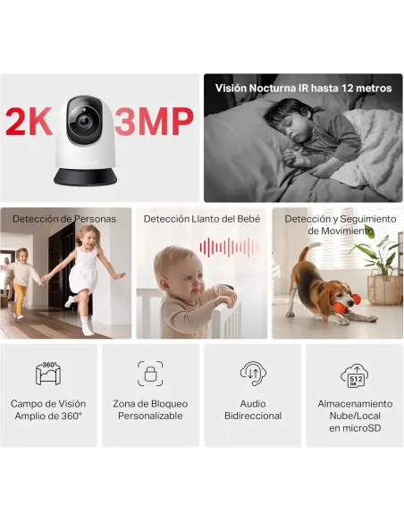 Cámara IP Mercusys MC210 V1 2K 3MP Wi?Fi 360°